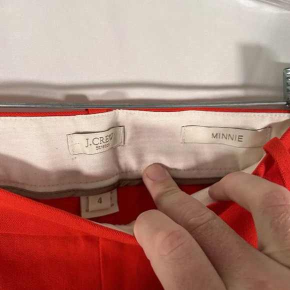 J. Crew Pants Women's 4 Red Stretch Minnie Side Zip Hook Eye Cotton Dry Clean - Picture 5 of 11